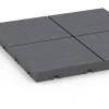 Großaufnahme vom Verbindungssystem von WARCO-Boden 6349 - Mozaik – Terasne plošče im Farbdesign Srebrno siva. Abmessungen 30 x 30 x 2 cm.
