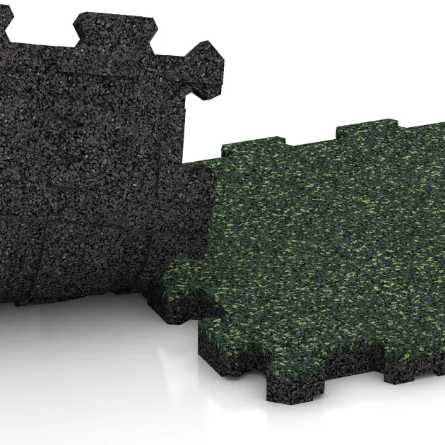 Großaufnahme vom Verbindungssystem von WARCO-Boden 5427 - Treppenbelag im Farbdesign Angleška trava. Abmessungen 306 x 306 x 20 mm.