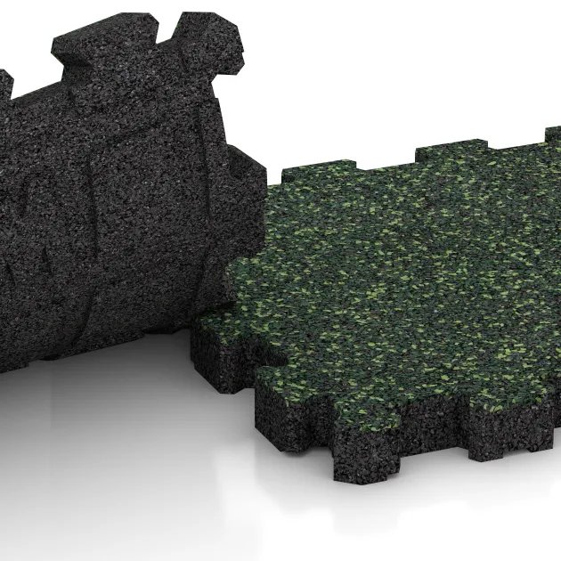 Großaufnahme vom Verbindungssystem von WARCO-Boden 4418 - Športna površina brez fug im Farbdesign Angleška trava. Abmessungen 306 x 306 x 30 mm.