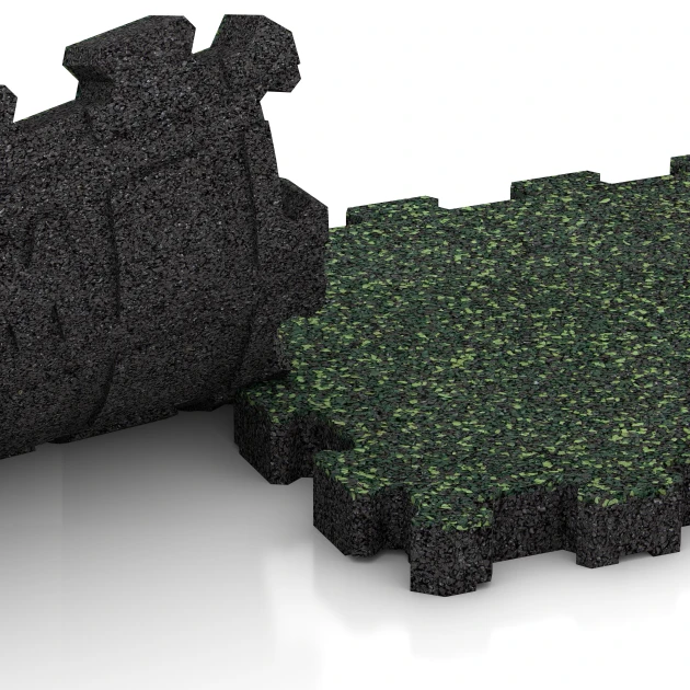 Großaufnahme vom Verbindungssystem von WARCO-Boden 4418 - Športna površina brez fug im Farbdesign Angleška trata. Abmessungen 30,6 x 30,6 x 3 cm | 0,094 m².