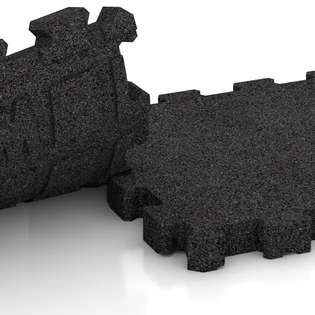 Großaufnahme vom Verbindungssystem von WARCO-Boden 4282 - Športna površina brez fug im Farbdesign Antracit. Abmessungen 306 x 306 x 30 mm.