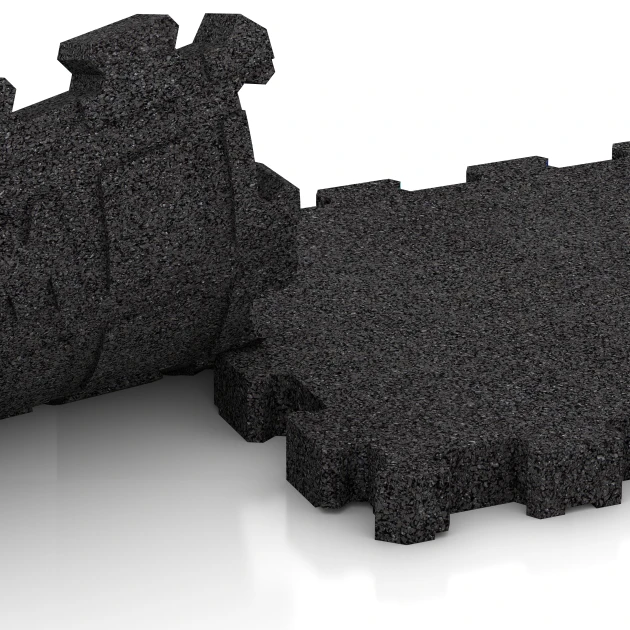 Großaufnahme vom Verbindungssystem von WARCO-Boden 4282 - Športna površina brez fug im Farbdesign Antracit. Abmessungen 30,6 x 30,6 x 3 cm | 0,094 m².