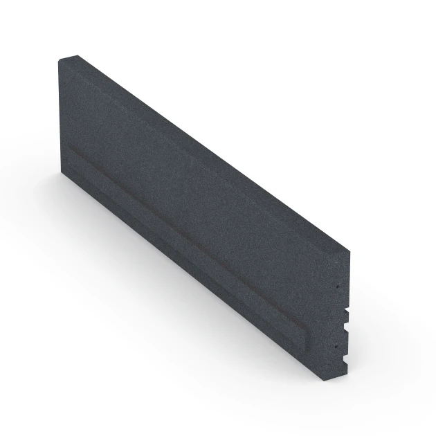 Großaufnahme vom Verbindungssystem von WARCO-Boden 6213 - Elastični gumijasti robnik im Farbdesign Skrilavosiva. Abmessungen 100 × 5 × 25 cm.