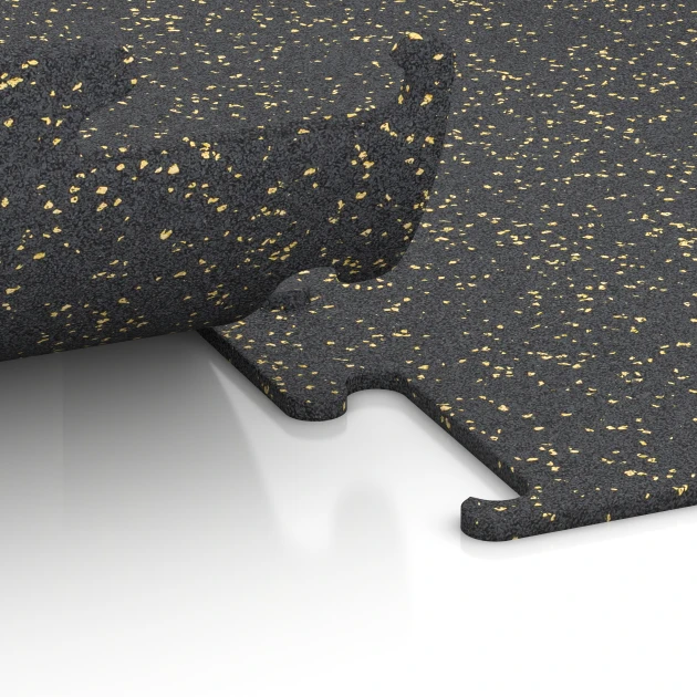 Großaufnahme vom Verbindungssystem von WARCO-Boden 3752 - Fitness Performance Elite talna obloga za vadbo im Farbdesign Lehko rumeno posipana. Abmessungen 100 x 100 x 1 cm | 1,00 m².