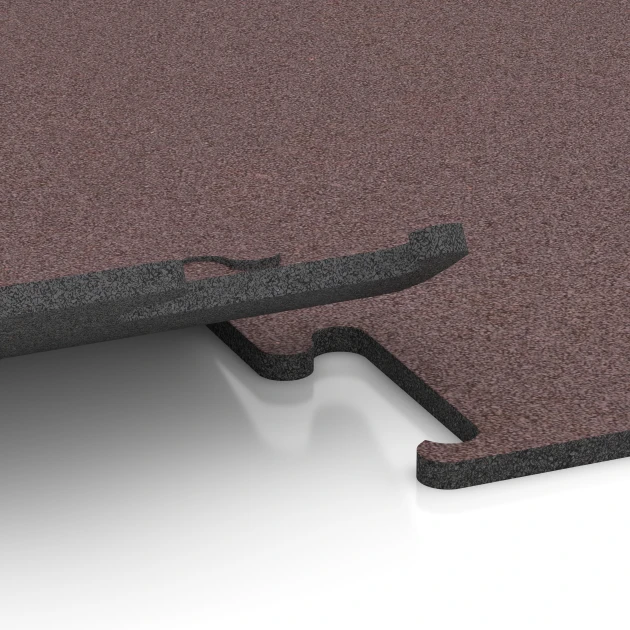 Großaufnahme vom Verbindungssystem von WARCO-Boden 6147 - Fitness Performance Elite talna obloga za vadbo im Farbdesign Mineralno rdeča. Abmessungen 100 x 100 x 1,5 cm | 1,00 m².