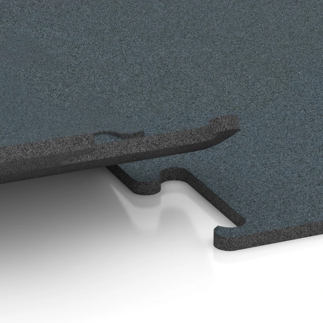 Großaufnahme vom Verbindungssystem von WARCO-Boden 6159 - Fitness Performance Elite talna obloga za vadbo im Farbdesign Praprotno zelena. Abmessungen 100 x 100 x 1,5 cm | 1,00 m².