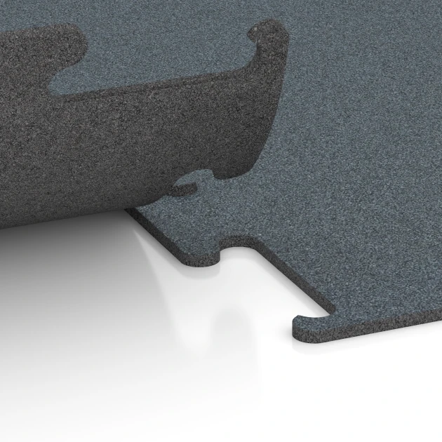 Großaufnahme vom Verbindungssystem von WARCO-Boden 6163 - Fitness Performance Elite talna obloga za vadbo im Farbdesign Praprotno zelena. Abmessungen 50 x 50 x 1 cm | 0,25 m².