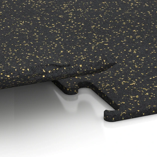 Großaufnahme vom Verbindungssystem von WARCO-Boden 3768 - Fitness Performance Elite talna obloga za vadbo im Farbdesign Lehko rumeno posipana. Abmessungen 50 x 50 x 1,5 cm | 0,25 m².