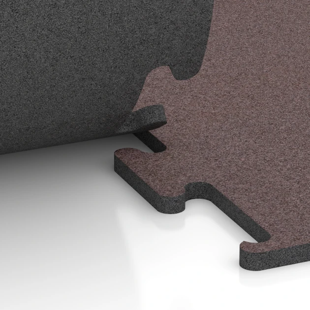 Großaufnahme vom Verbindungssystem von WARCO-Boden 6155 - Fitness Performance Elite talna obloga za vadbo im Farbdesign Mineralno rdeča. Abmessungen 50 x 50 x 2 cm | 0,25 m².