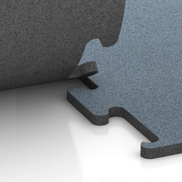 Großaufnahme vom Verbindungssystem von WARCO-Boden 6168 - Fitness Performance Elite talna obloga za vadbo im Farbdesign Patinirano srebro. Abmessungen 50 x 50 x 2 cm | 0,25 m².