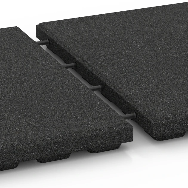 Großaufnahme vom Verbindungssystem von WARCO-Boden 6372 - Terasna ploščica Classic im Farbdesign Antracit. Abmessungen 50 x 50 x 4 cm.