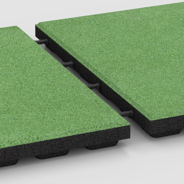Großaufnahme vom Verbindungssystem von WARCO-Boden 6133 - Blažilna plošča – 125 cm im Farbdesign Lipovo zelena. Abmessungen 50 x 50 x 4 cm.