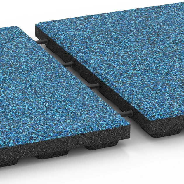 Großaufnahme vom Verbindungssystem von WARCO-Boden 6370 - Terasna plošča Classic im Farbdesign Atlantik. Abmessungen 50 x 50 x 4 cm.