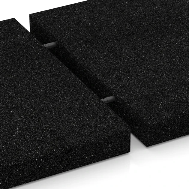 Großaufnahme vom Verbindungssystem von WARCO-Boden 6265 - Blažilna plošča – 180 cm im Farbdesign Antracit. Abmessungen 50 x 50 x 6 cm.