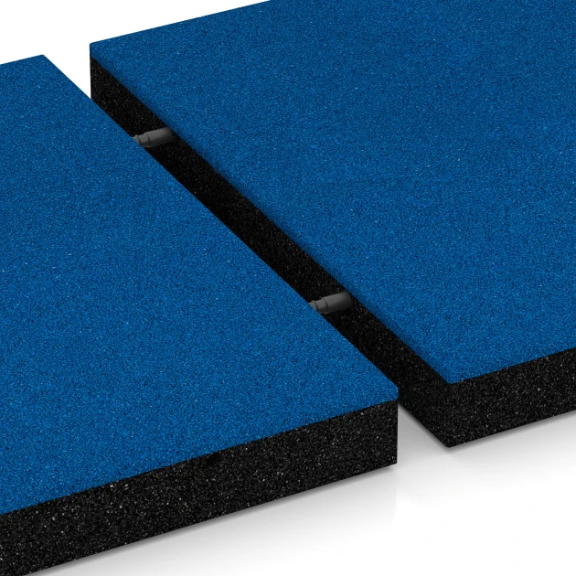 Großaufnahme vom Verbindungssystem von WARCO-Boden 6268 - Blažilna plošča – 180 cm im Farbdesign Nebesno modra. Abmessungen 50 x 50 x 6 cm.