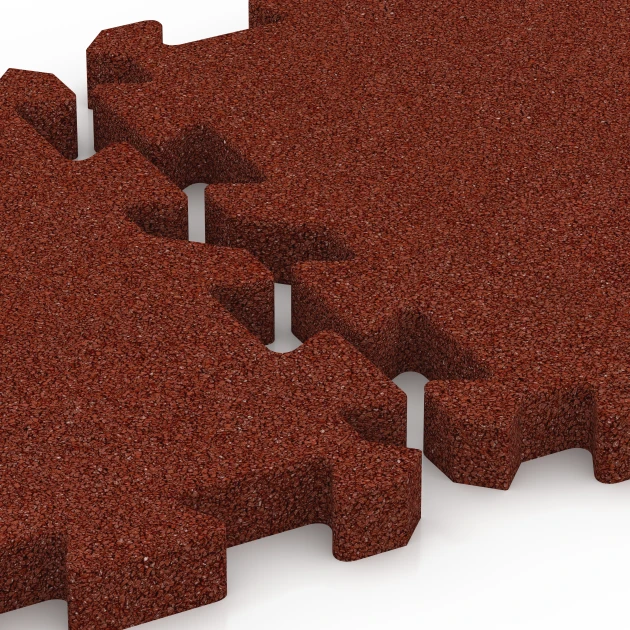 Großaufnahme vom Verbindungssystem von WARCO-Boden 6981 - Plošče za športna igrišča im Farbdesign Opečno rdeča. Abmessungen 50 x 50 x 4 cm | 0,25 m².