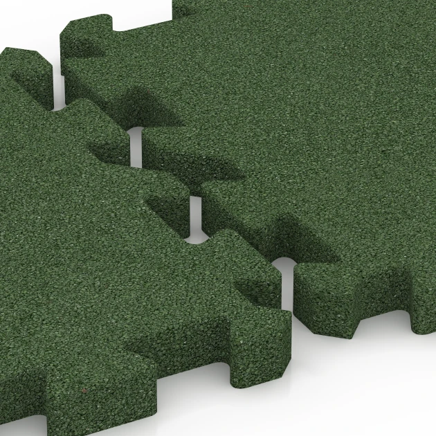 Großaufnahme vom Verbindungssystem von WARCO-Boden 6982 - Plošče za športna igrišča im Farbdesign Travnato zelena. Abmessungen 50 x 50 x 4 cm | 0,25 m².
