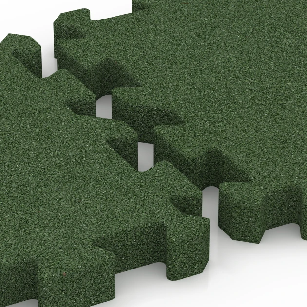 Großaufnahme vom Verbindungssystem von WARCO-Boden 6307 - Puzzle plošča za otroška igrišča im Farbdesign Travnato zelena. Abmessungen 50 x 50 x 5 cm | 0,25 m².