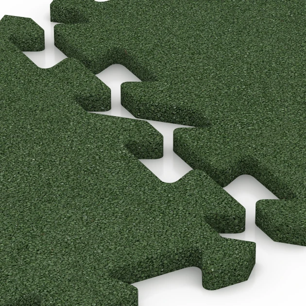 Großaufnahme vom Verbindungssystem von WARCO-Boden 6985 - Gumijaste plošče za fitnes im Farbdesign Travnato zelena. Abmessungen 50 x 50 x 2 cm | 0,25 m².