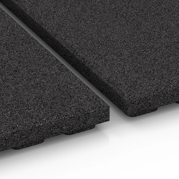 Großaufnahme vom Verbindungssystem von WARCO-Boden 6387 - Hlevska guma Premium im Farbdesign Antracit. Abmessungen 100 x 100 x 4,5 cm | 1,00 m².
