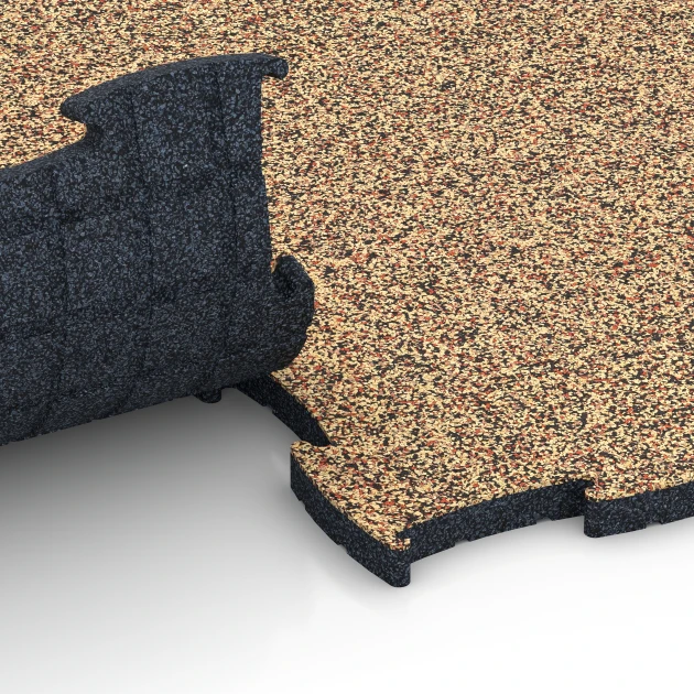 Großaufnahme vom Verbindungssystem von WARCO-Boden 6853 - Fitness Active talna obloga im Farbdesign Terakota. Abmessungen 97,1 x 97,1 x 2,8 cm.