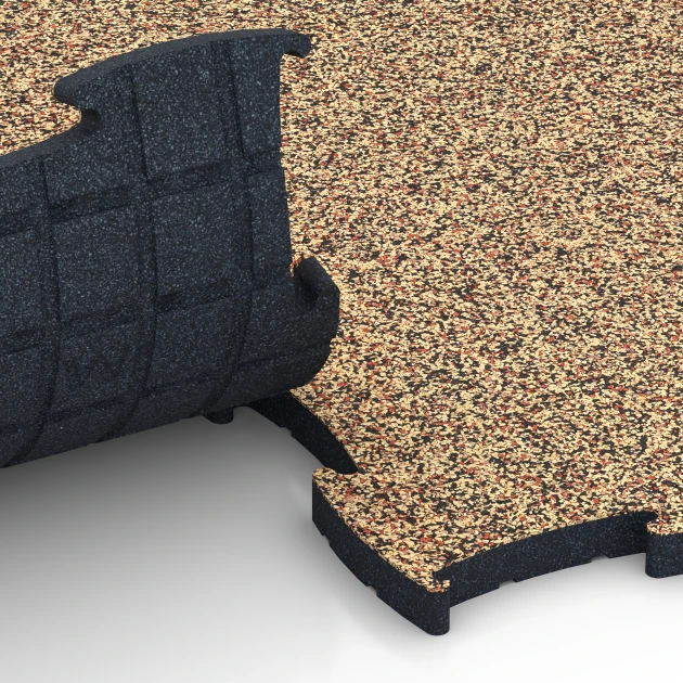 Großaufnahme vom Verbindungssystem von WARCO-Boden 6889 - Fitnes talna obloga Max im Farbdesign Terakota. Abmessungen 97,1 x 97,1 x 2,8 cm.