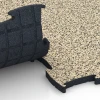 Großaufnahme vom Verbindungssystem von WARCO-Boden 6892 - Fitnes talna obloga Max im Farbdesign Travertin. Abmessungen 97,1 x 97,1 x 2,8 cm.