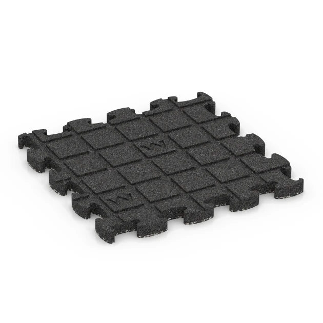 Großaufnahme vom Verbindungssystem von WARCO-Boden 6769 - Gumijaste plošče za rob bazena im Farbdesign Temnosivi granit. Abmessungen 30 x 30 x 1,8 cm.