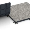 Großaufnahme vom Verbindungssystem von WARCO-Boden 7133 - Gumijasta podloga za zunanji fitnes im Farbdesign Sivi granit. Abmessungen 60 x 60 x 3 cm | 0,36 m².