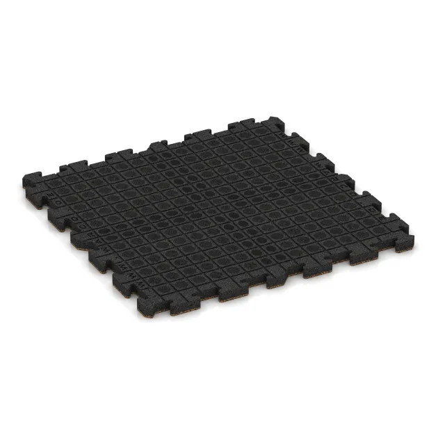 Aufsicht auf die Unterseite, also die Bodenseite von WARCO-Formteil 3410 - Fitnes zaščitna podlaga HD im Format 1000 x 1000 x 40 mm.