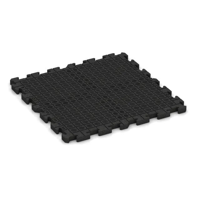 Aufsicht auf die Unterseite, also die Bodenseite von WARCO-Formteil 3481 - Fitnes zaščitna podlaga HD im Format 1000 x 1000 x 40 mm.