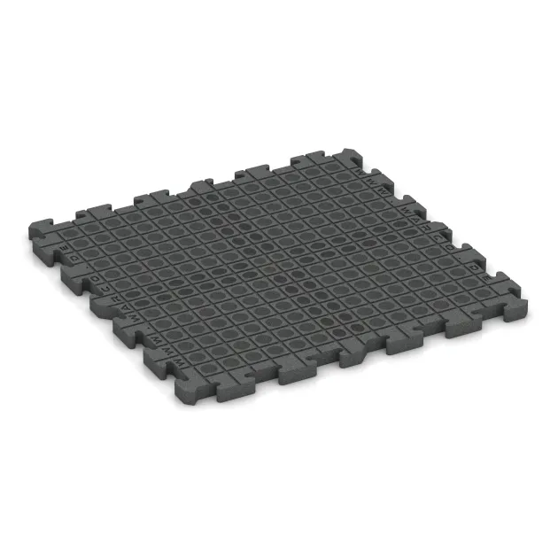 Aufsicht auf die Unterseite, also die Bodenseite von WARCO-Formteil 3484 - Fitnes zaščitna podlaga HD im Format 1000 x 1000 x 40 mm.