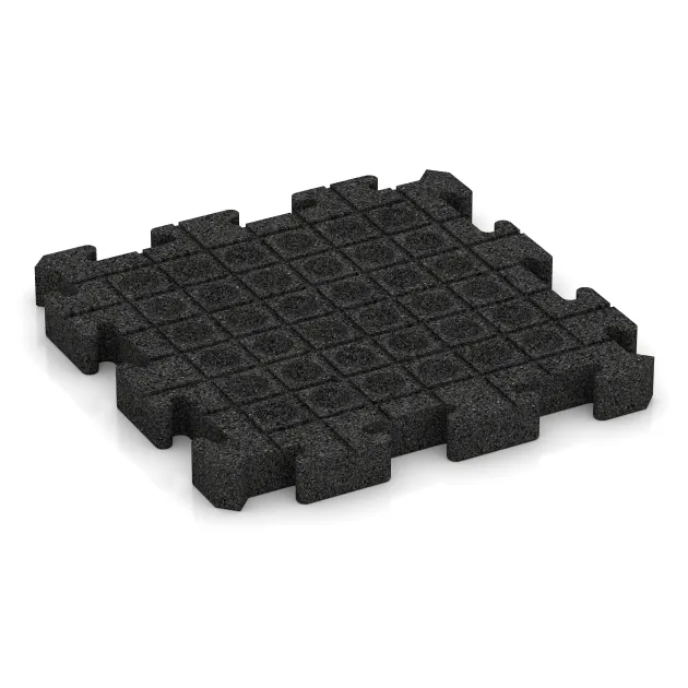 Aufsicht auf die Unterseite, also die Bodenseite von WARCO-Formteil 4085 - Paddockmatte im Format 500 x 500 x 50 mm.