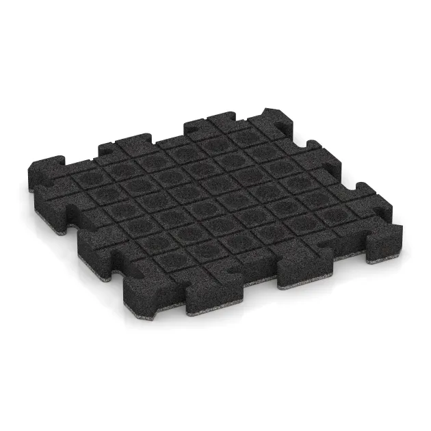 Aufsicht auf die Unterseite, also die Bodenseite von WARCO-Formteil 4563 - Gumijasta športna podlaga HD im Format 500 x 500 x 50 mm.