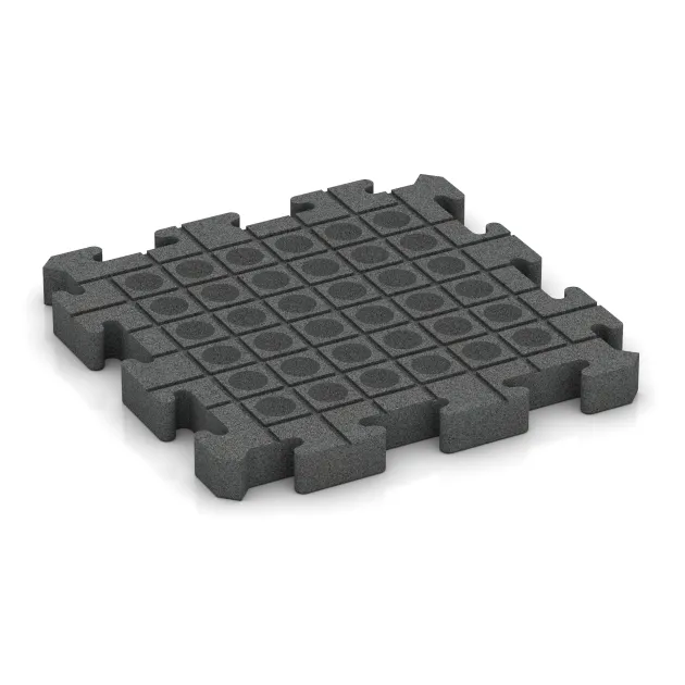 Aufsicht auf die Unterseite, also die Bodenseite von WARCO-Formteil 3165 - Fitnes zaščitna podlaga im Format 500 x 500 x 50 mm.
