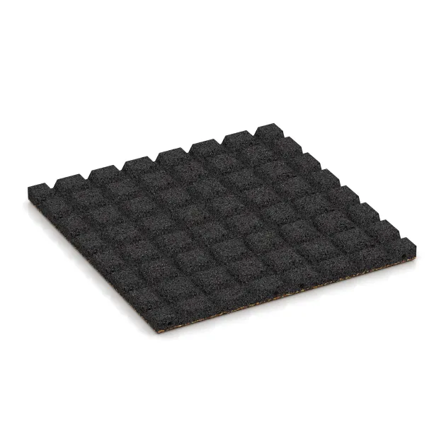 Aufsicht auf die Unterseite, also die Bodenseite von WARCO-Formteil 5481 - Talna plošča za teraso 3 cm im Format 500 x 500 x 30 mm.