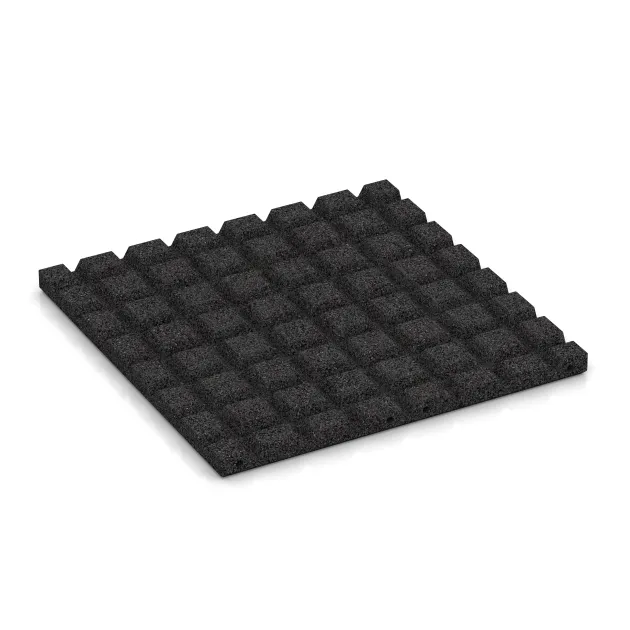 Aufsicht auf die Unterseite, also die Bodenseite von WARCO-Formteil 0568 - Wandschutzplatte im Format 500 x 500 x 30 mm.