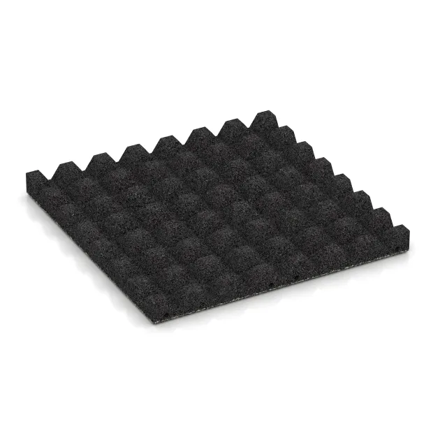 Aufsicht auf die Unterseite, also die Bodenseite von WARCO-Formteil 5543 - Varnostna gumijasta plošča za otroška igrišča 4,5 cm - EN 1177 ≤ 135 cm im Format 500 x 500 x 45 mm.