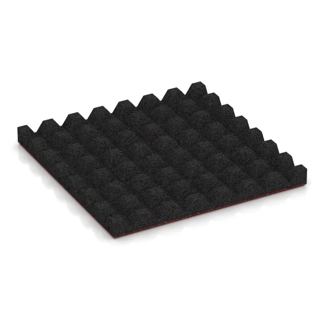 Aufsicht auf die Unterseite, also die Bodenseite von WARCO-Formteil 0630 - Gumijasta varovalna plošča za otroška igrišča im Format 500 x 500 x 45 mm.