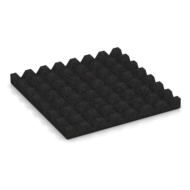 Aufsicht auf die Unterseite, also die Bodenseite von WARCO-Formteil 5535 - Varnostna gumijasta plošča za otroška igrišča 4,5 cm - EN 1177 ≤ 135 cm im Format 500 x 500 x 45 mm.