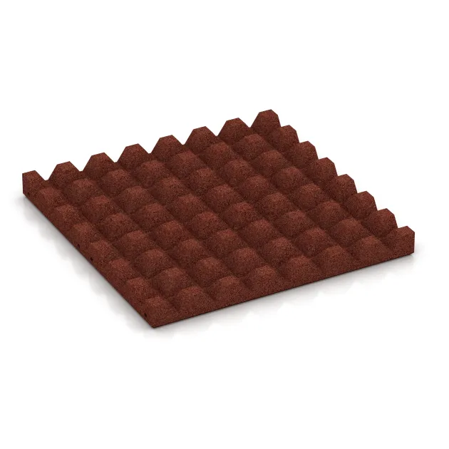Aufsicht auf die Unterseite, also die Bodenseite von WARCO-Formteil 5525 - Varnostna gumijasta plošča za otroška igrišča 4,5 cm - EN 1177 ≤ 140 cm im Format 500 x 500 x 45 mm.