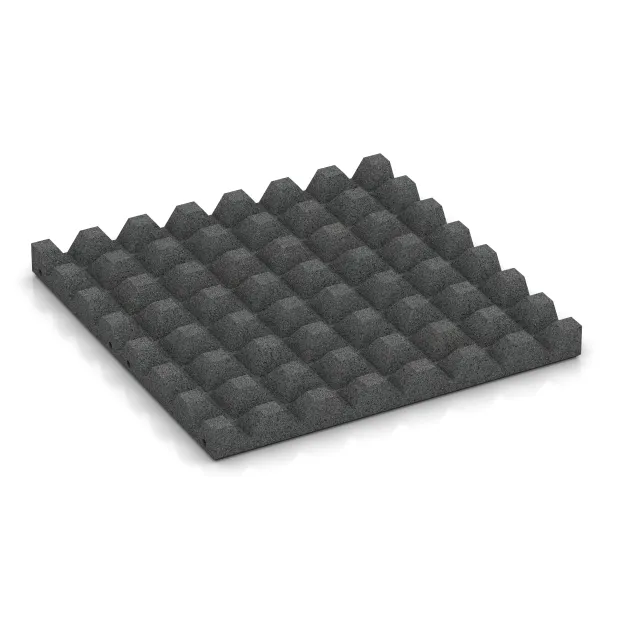 Aufsicht auf die Unterseite, also die Bodenseite von WARCO-Formteil 5527 - Varnostna gumijasta plošča za otroška igrišča 4,5 cm - EN 1177 ≤ 140 cm im Format 500 x 500 x 45 mm.