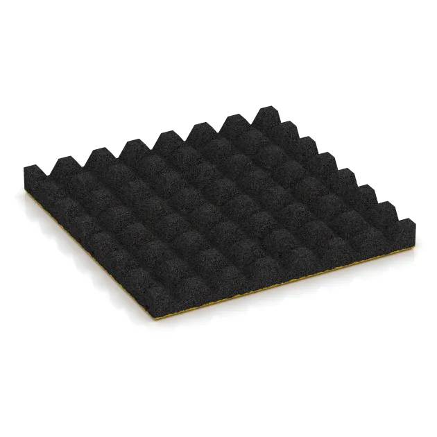 Aufsicht auf die Unterseite, also die Bodenseite von WARCO-Formteil 0686 - Gumijasta varovalna plošča za otroška igrišča im Format 500 x 500 x 50 mm.