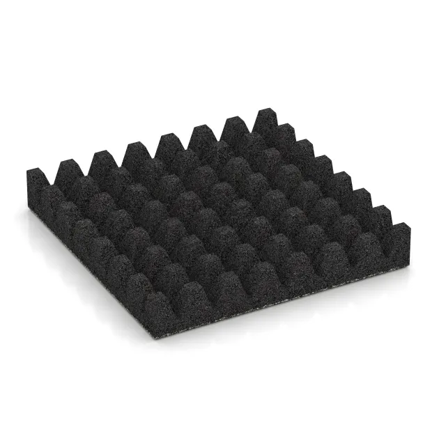 Aufsicht auf die Unterseite, also die Bodenseite von WARCO-Formteil 5367 - Gumijasta varovalna plošča za otroška igrišča im Format 500 x 500 x 80 mm.