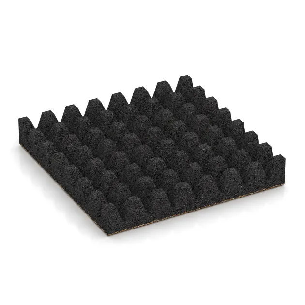 Aufsicht auf die Unterseite, also die Bodenseite von WARCO-Formteil 5371 - Gumijasta varovalna plošča za otroška igrišča im Format 500 x 500 x 80 mm.