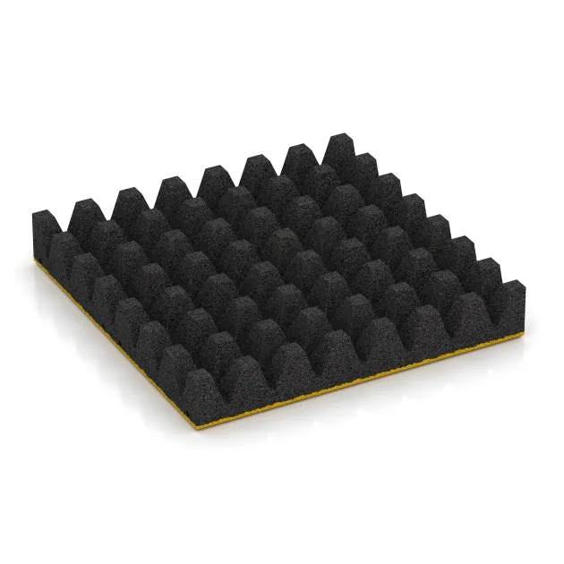 Aufsicht auf die Unterseite, also die Bodenseite von WARCO-Formteil 5606 - Varnostna gumijasta plošča za otroška igrišča 8 cm - EN 1177 ≤ 215 cm im Format 500 x 500 x 80 mm.