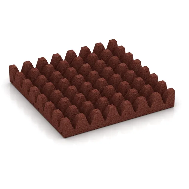 Aufsicht auf die Unterseite, also die Bodenseite von WARCO-Formteil 5597 - Varnostna gumijasta plošča za otroška igrišča 8 cm - EN 1177 ≤ 195 cm im Format 500 x 500 x 80 mm.