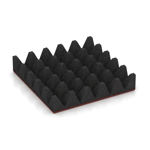 Aufsicht auf die Unterseite, also die Bodenseite von WARCO-Formteil 0734 - Gumijasta varovalna plošča za otroška igrišča im Format 500 x 500 x 100 mm.