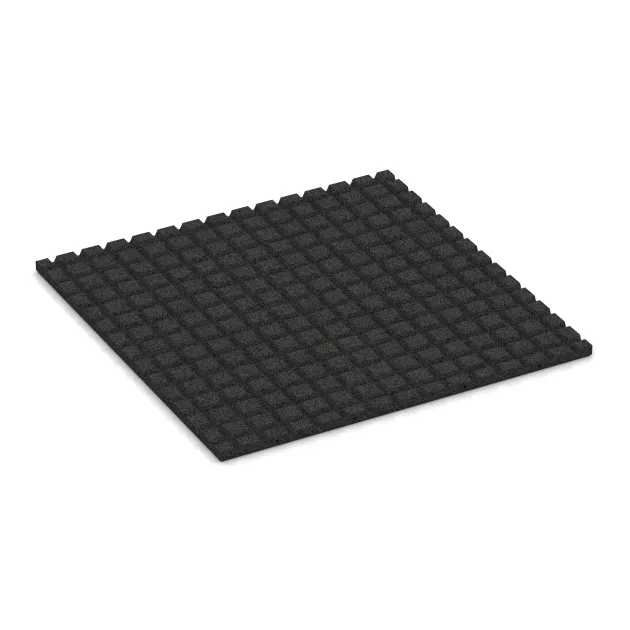 Aufsicht auf die Unterseite, also die Bodenseite von WARCO-Formteil 0750 - Trittschutzmatte Pferdebox im Format 1000 x 1000 x 30 mm.