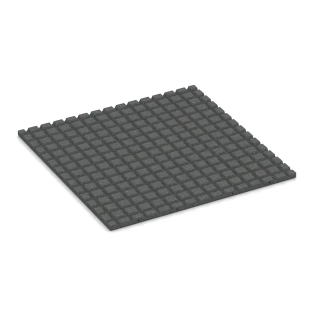 Aufsicht auf die Unterseite, also die Bodenseite von WARCO-Formteil 0753 - Trittschutzmatte Pferdebox im Format 1000 x 1000 x 30 mm.